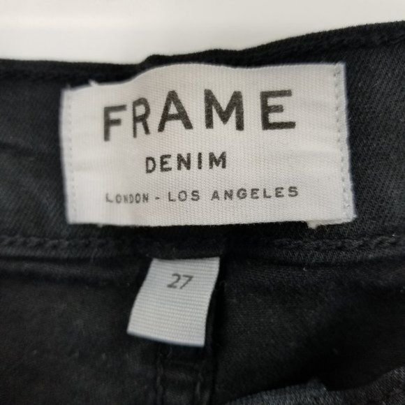 Frame Le Skinny De Jeanne Film Noir Raw Hem Jeans Size 27 - Picture 9 of 13